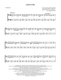 page one of Grenade (Trombone Duet)