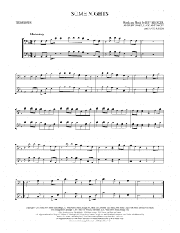 page one of Some Nights (Trombone Duet)