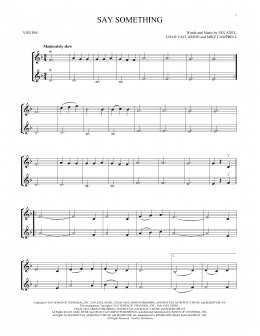 page one of Say Something (Violin Duet)