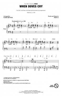 page one of When Doves Cry (SSA Choir)