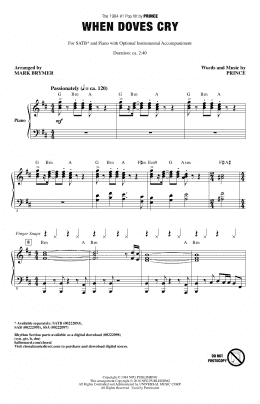 page one of When Doves Cry (SATB Choir)