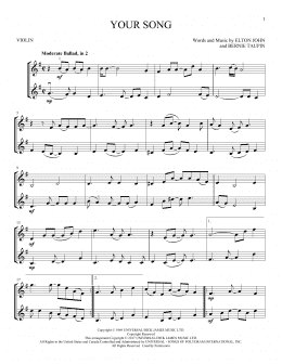 page one of Your Song (Violin Duet)