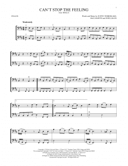 page one of Can't Stop The Feeling (Cello Duet)