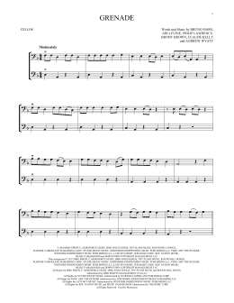 page one of Grenade (Cello Duet)