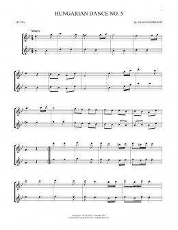 page one of Hungarian Dance No. 5 (Flute Duet)
