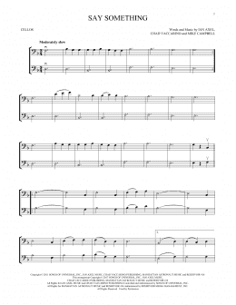 page one of Say Something (Cello Duet)