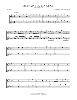 page one of Sheep May Safely Graze (Flute Duet)