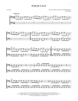page one of Poker Face (Cello Duet)