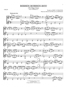 page one of Bibbidi-Bobbidi-Boo (The Magic Song) (from Cinderella) (Violin Duet)