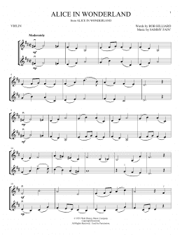 page one of Alice In Wonderland (Violin Duet)