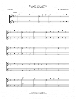 page one of Clair De Lune (Alto Sax Duet)
