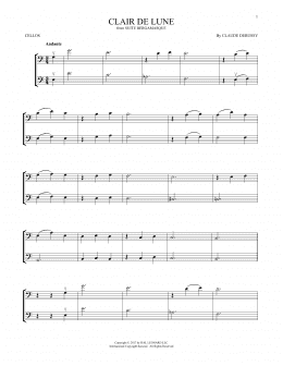 page one of Clair De Lune (Cello Duet)