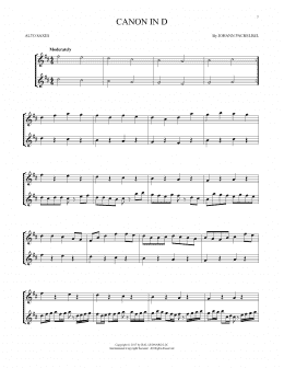 page one of Canon In D (Alto Sax Duet)