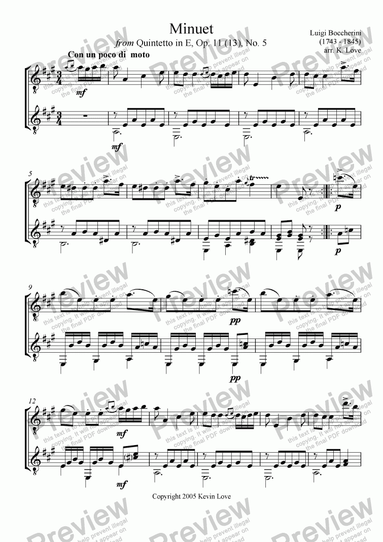 page one of Minuet (Duo)