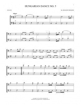 page one of Hungarian Dance No. 5 (Cello Duet)