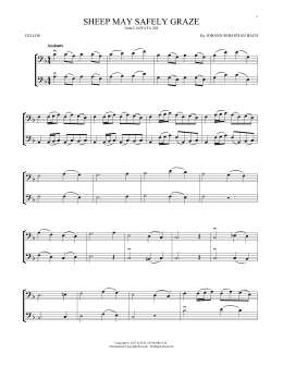 page one of Sheep May Safely Graze (Cello Duet)