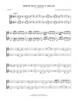 page one of Sheep May Safely Graze (Violin Duet)