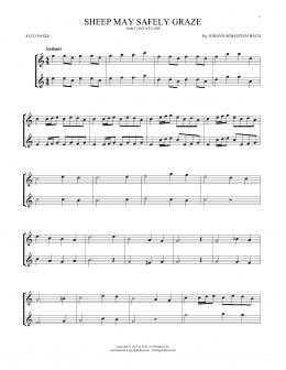 page one of Sheep May Safely Graze (Alto Sax Duet)