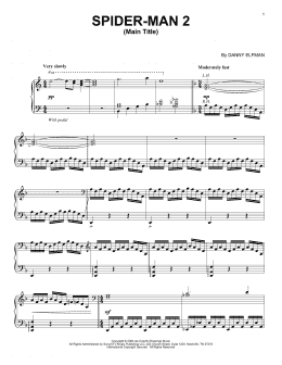 page one of Spider-Man 2 (Main Title) (Piano Solo)