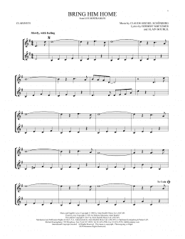 page one of Bring Him Home (Clarinet Duet)