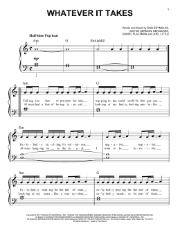 page one of Whatever It Takes (Very Easy Piano)