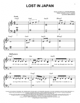 page one of Lost In Japan (Very Easy Piano)