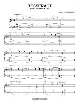 page one of Tesseract (from A Wrinkle In Time) (Piano Solo)