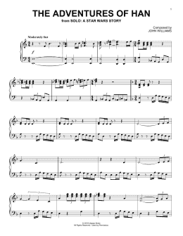 page one of The Adventures Of Han (from Solo: A Star Wars Story) (Piano Solo)