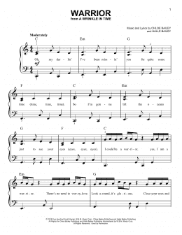 page one of Warrior (from A Wrinkle In Time) (Easy Piano)