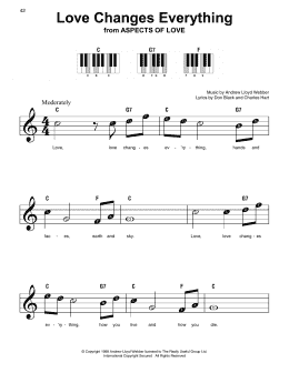 page one of Love Changes Everything (from Aspects Of Love) (Super Easy Piano)