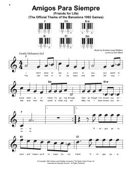 page one of Amigos Para Siempre (Friends For Life) (Super Easy Piano)