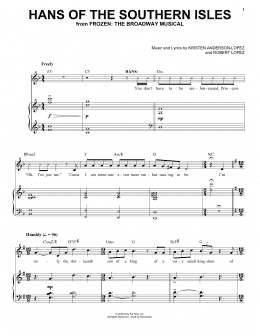 page one of Hans Of The Southern Isles (from Frozen: The Broadway Musical) (Piano & Vocal)