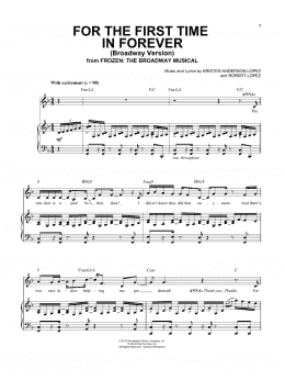 page one of For The First Time In Forever (from Frozen: The Broadway Musical) (Piano & Vocal)