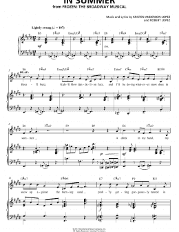 page one of In Summer (from Frozen: The Broadway Musical) (Piano & Vocal)