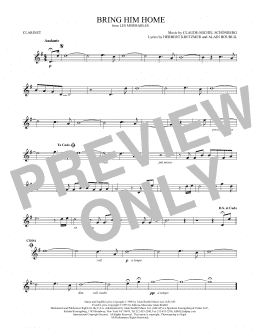 page one of Bring Him Home (Clarinet Solo)