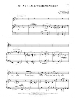 page one of What Shall We Remember? (Piano & Vocal)