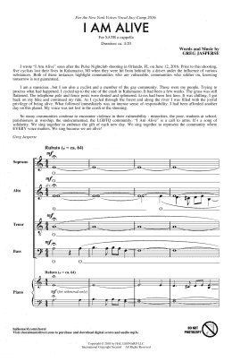 page one of I Am Alive (SATB Choir)