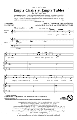 page one of Empty Chairs At Empty Tables (from Les Miserables) (arr. Ed Lojeski) (SAB Choir)