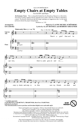 page one of Empty Chairs At Empty Tables (from Les Miserables) (arr. Ed Lojeski) (SATB Choir)