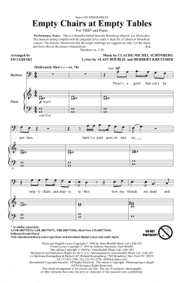 page one of Empty Chairs At Empty Tables (from Les Miserables) (arr. Ed Lojeski) (TBB Choir)