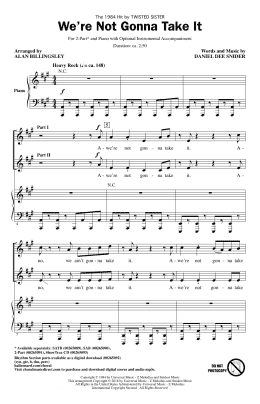 page one of We're Not Gonna Take It (2-Part Choir)