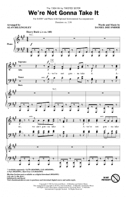 page one of We're Not Gonna Take It (SATB Choir)