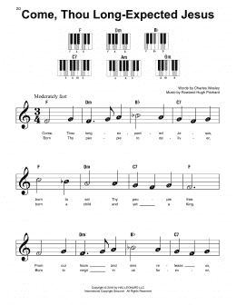 page one of Come, Thou Long-Expected Jesus (Super Easy Piano)