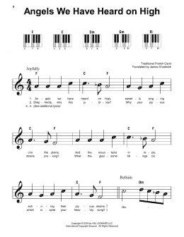 page one of Angels We Have Heard On High (Super Easy Piano)