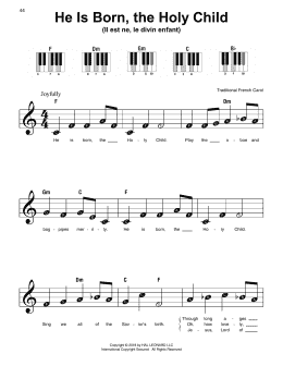 page one of He Is Born, The Holy Child (Il Est Ne, Le Divin Enfant) (Super Easy Piano)