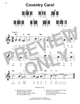 page one of Coventry Carol (Super Easy Piano)