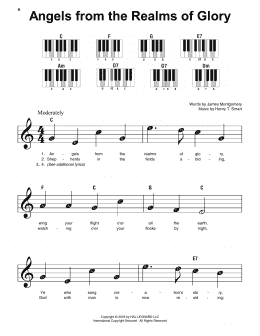 page one of Angels From The Realms Of Glory (Super Easy Piano)