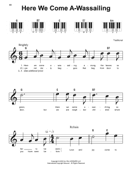 page one of Here We Come A-Wassailing (Super Easy Piano)