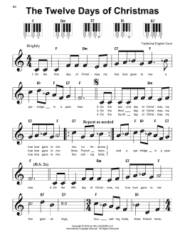 page one of The Twelve Days Of Christmas (Super Easy Piano)