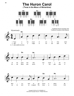 page one of The Huron Carol ('Twas In The Moon Of Wintertime) (Super Easy Piano)